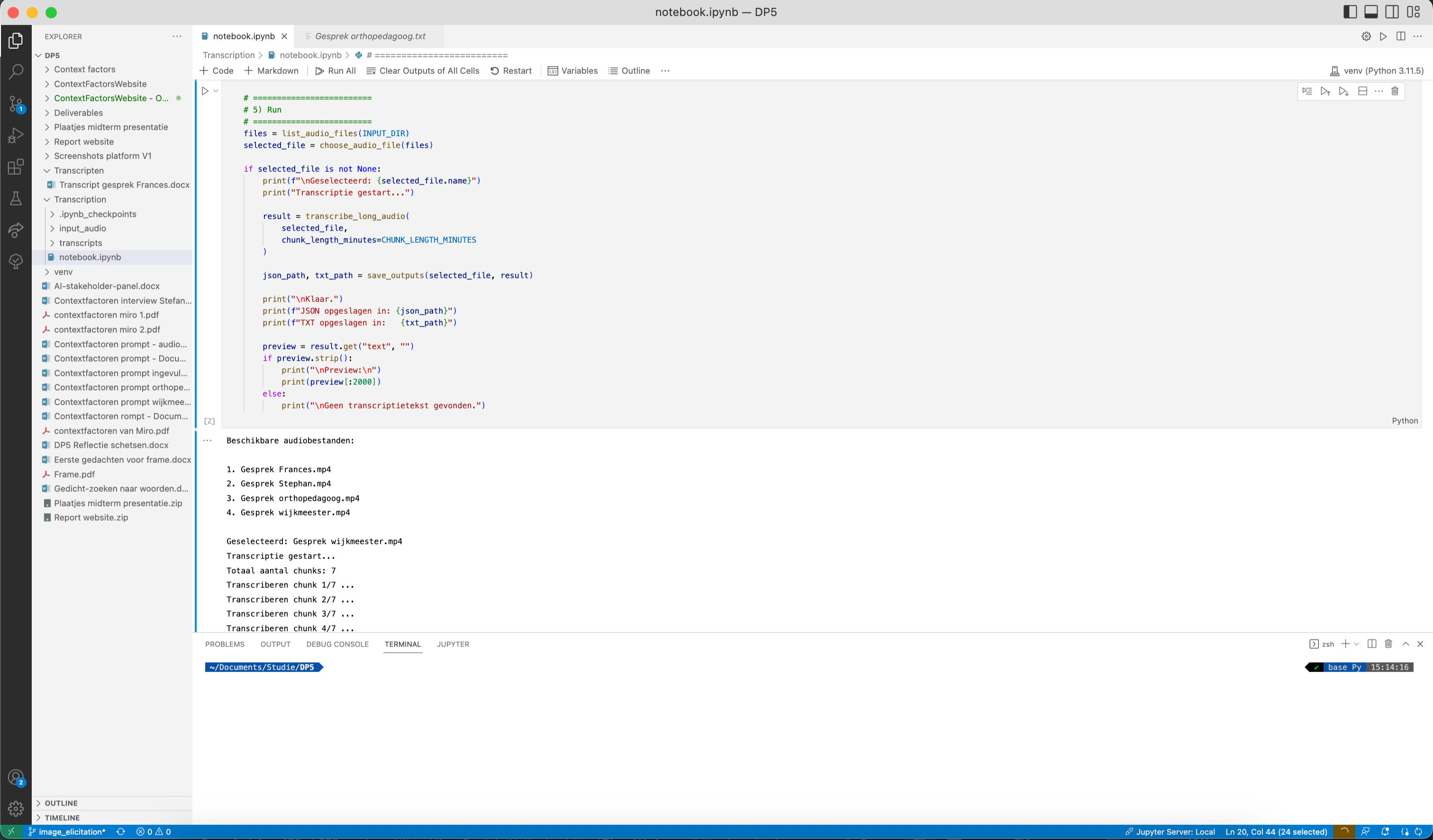 Jupyter notebook met transcriptie-pipeline