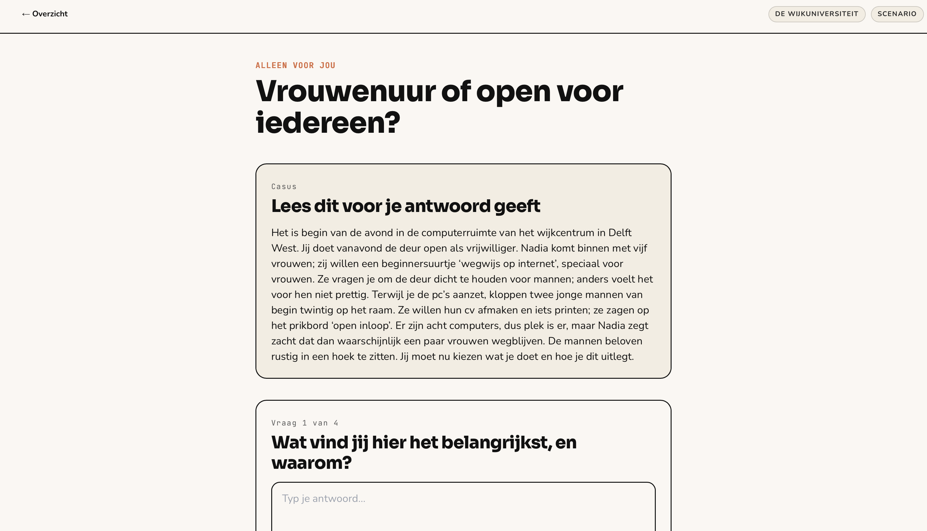 Scenario-casus: lees dit voor je antwoord geeft