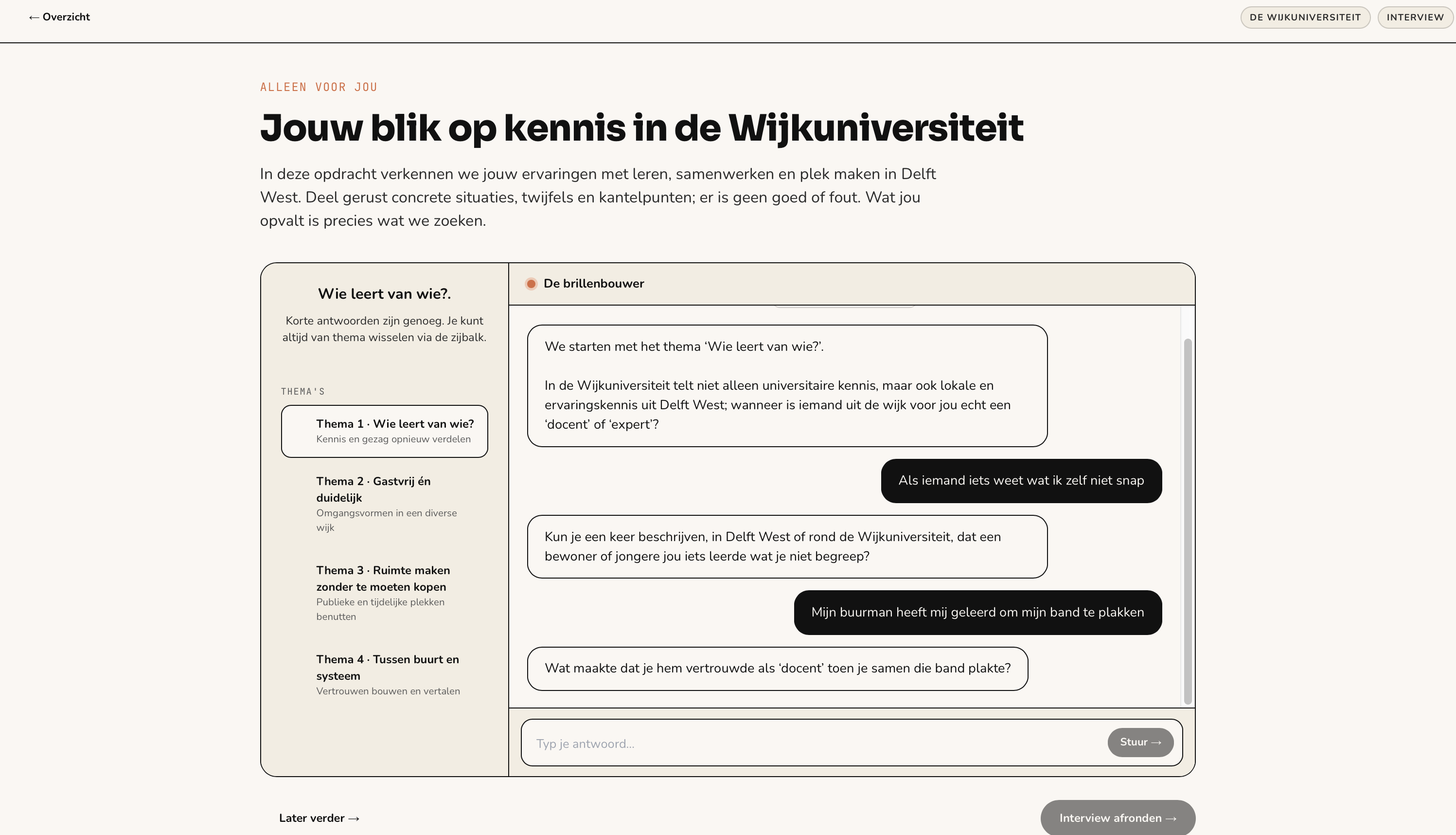 Thematisch AI-interview met thema's